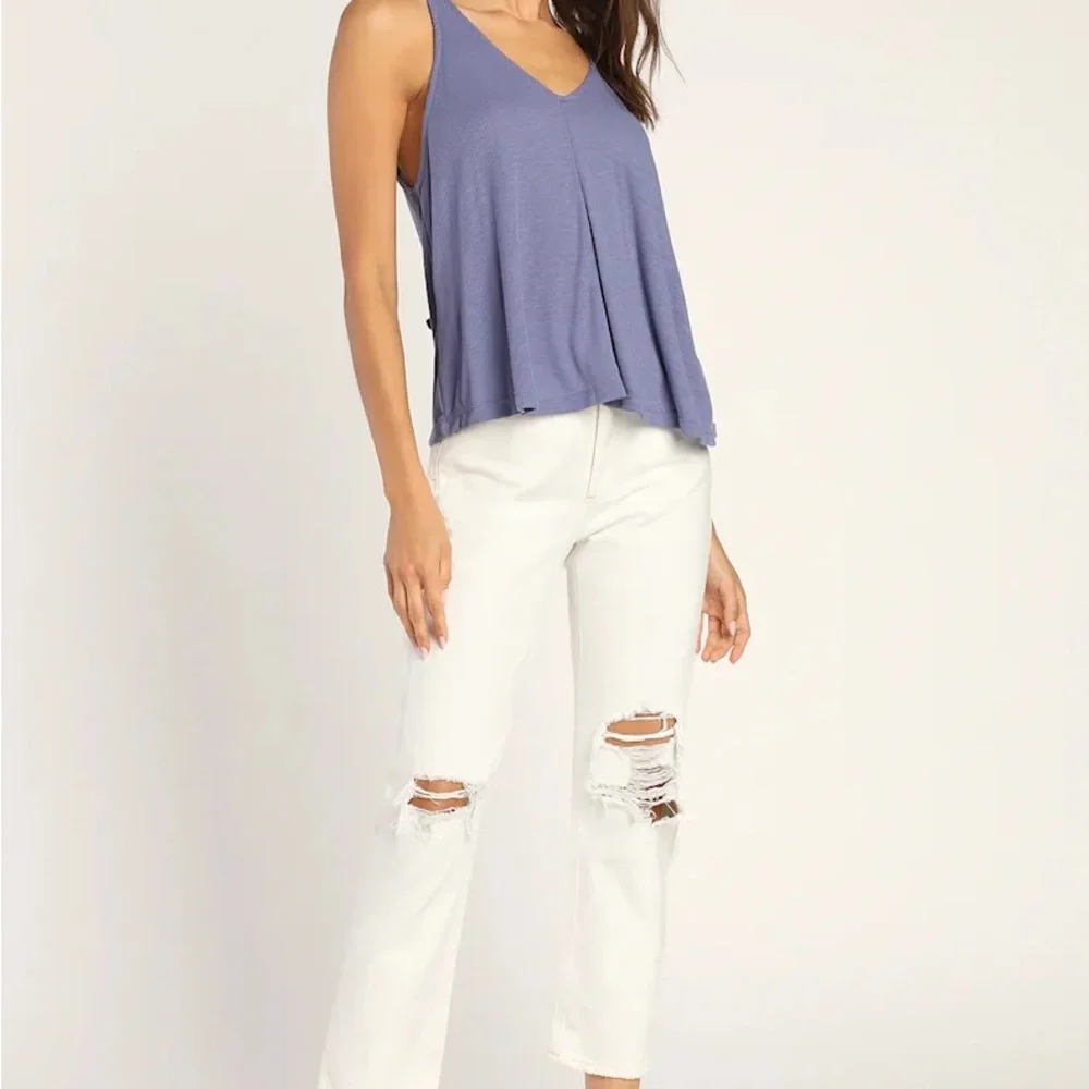 Free People Dani Periwinkle Blue Ribbed Tank Top XS - Picture 5 of 6